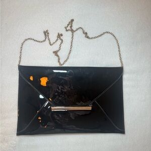 NWT Black Patent Leather Envelope Clutch
